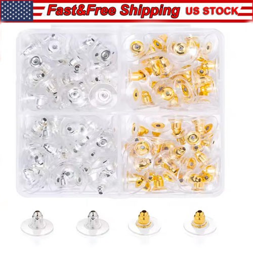 100 Pcs Metal Earring Clutch Jewelry Making Tools Back Stopper Backs with Pad