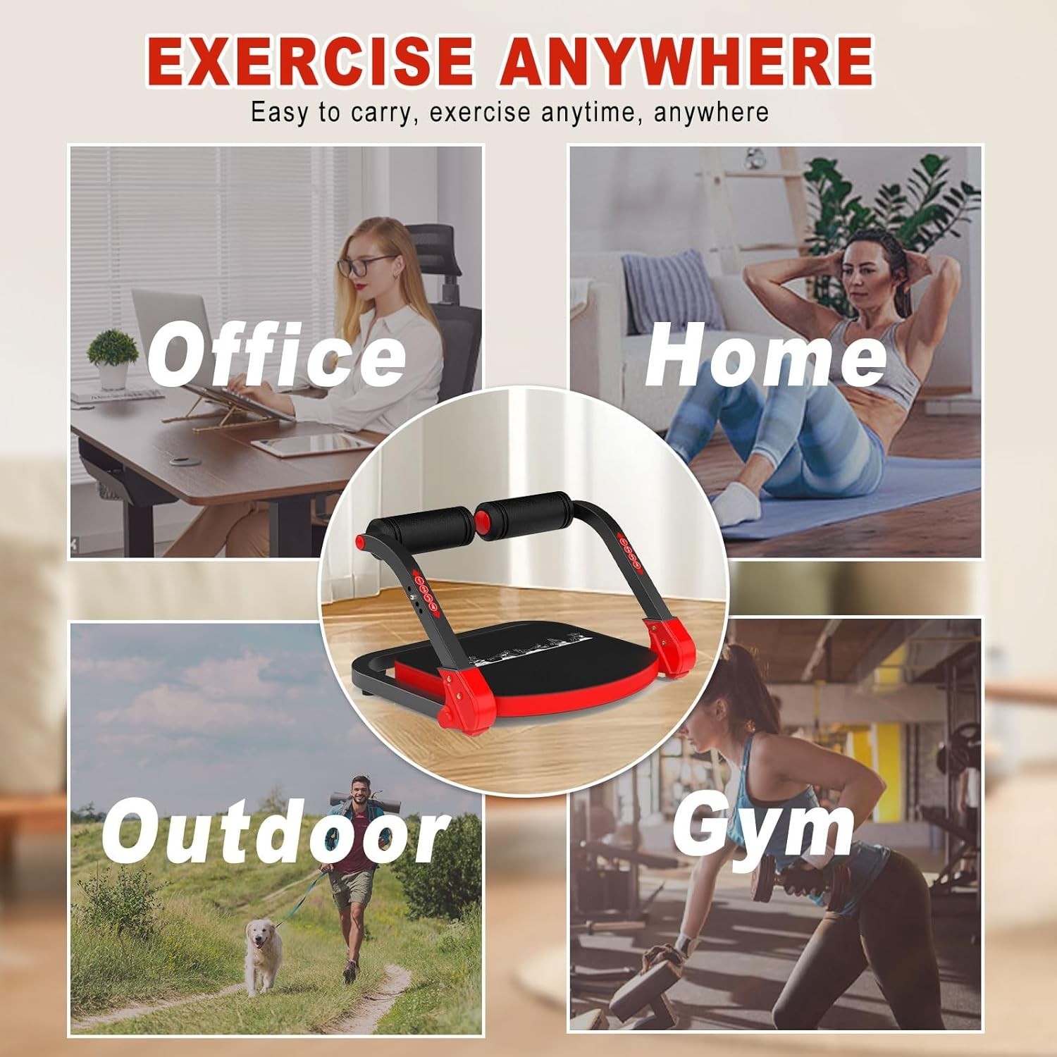 Ab Machine Sit Up Exercise Equipment Ab Workout Equipment W/ 3 Adjustable