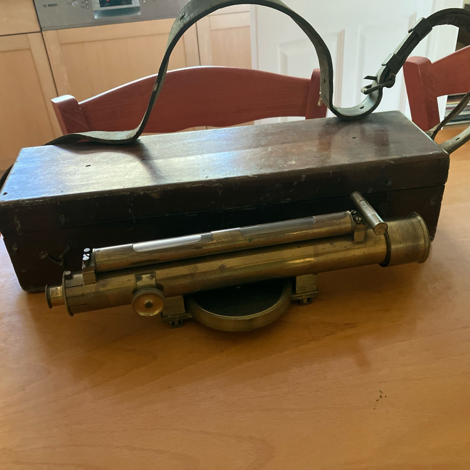Antique Troughton & Simms London Surveyors Level in Case w accessories