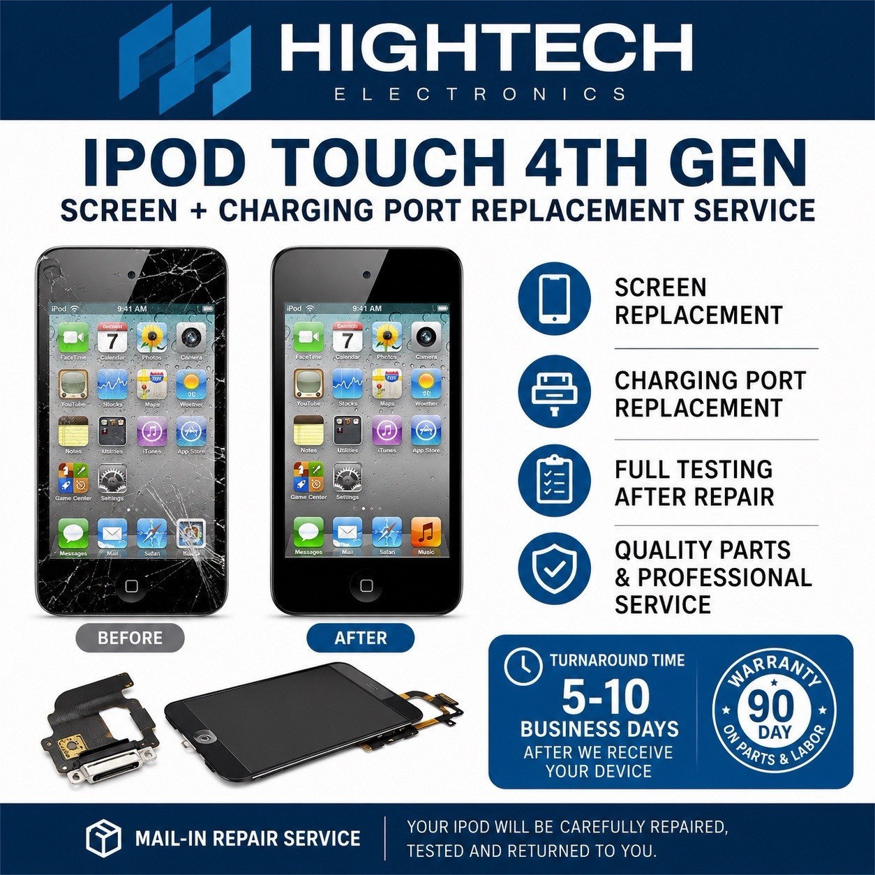 iPod Touch 4th Generation Screen + Charging Port Replacement Service