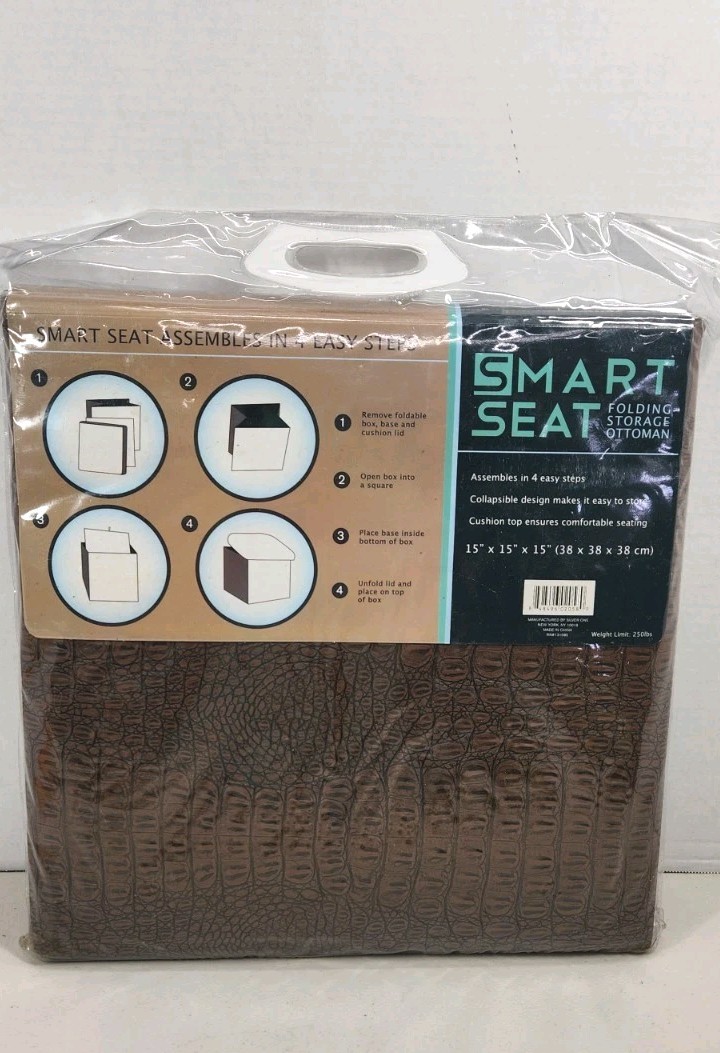 Smart Seat Folding Storage Ottoman-Storage Chest-Foot Rest Seat-15”x15”x15” Cube