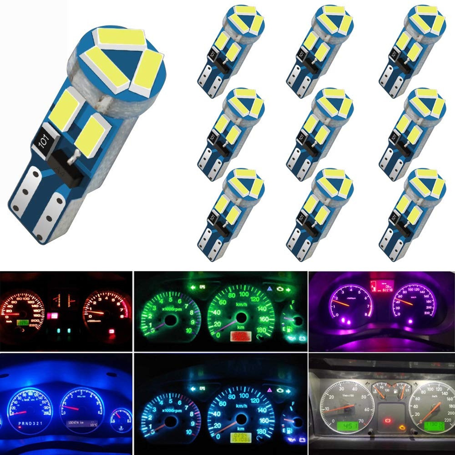 10X T5 LED Bulbs Wedge 74 70 37 17 2721 PC74 PC37 LED Lamps for Car Interior ...