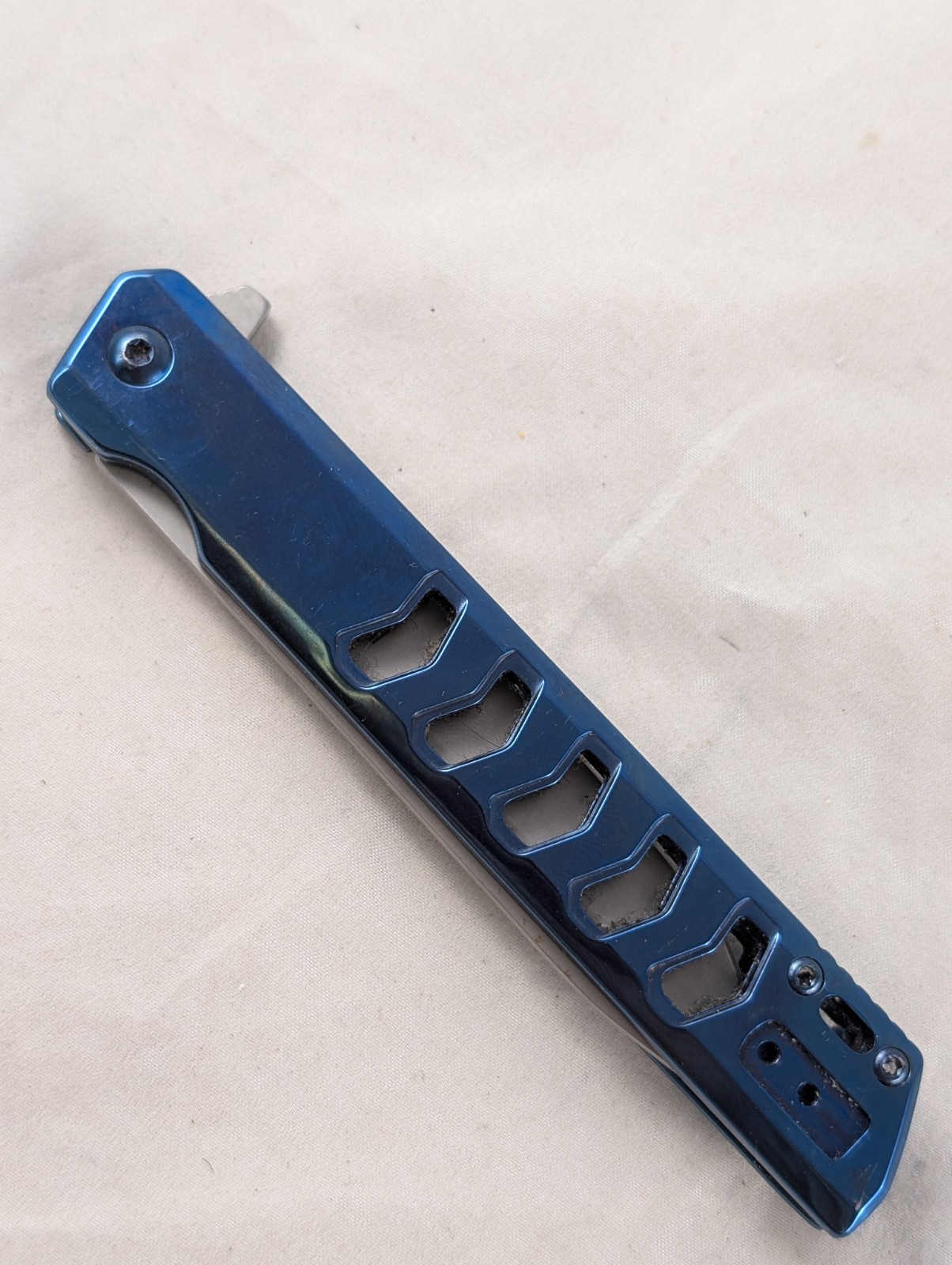 Spring Assist Folding Knife WARTECH Tanto Blade Tactical Blue