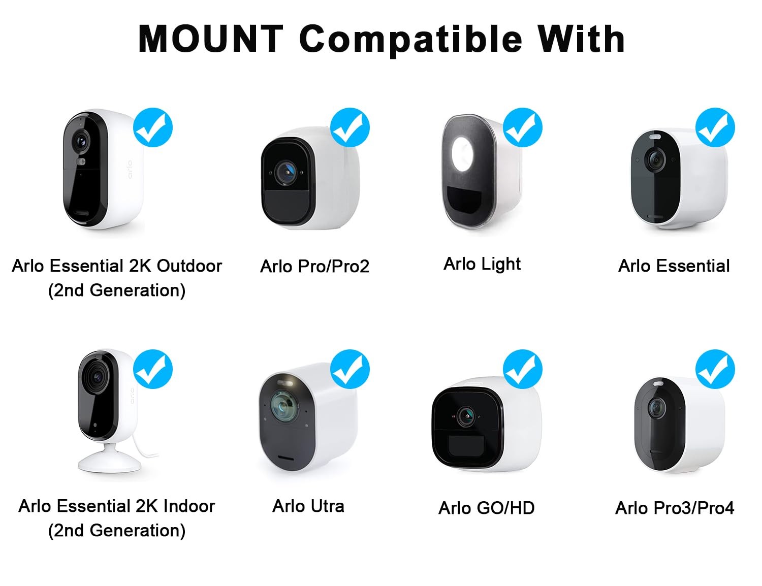 2Pack Adjustable Wall Mount for Arlo Essential 2K Indoor/Outdoor(2nd Generation)