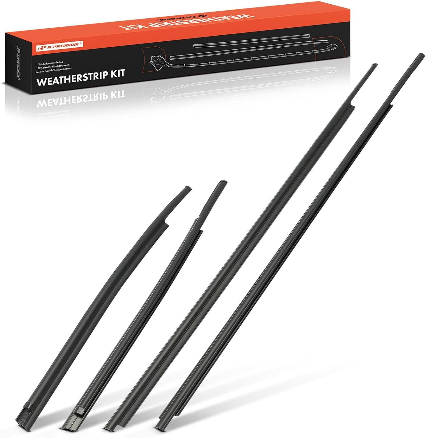 4PCS Window Molding Trim Weatherstrip Kit Toyota Tundra Double Cab 2007-2020