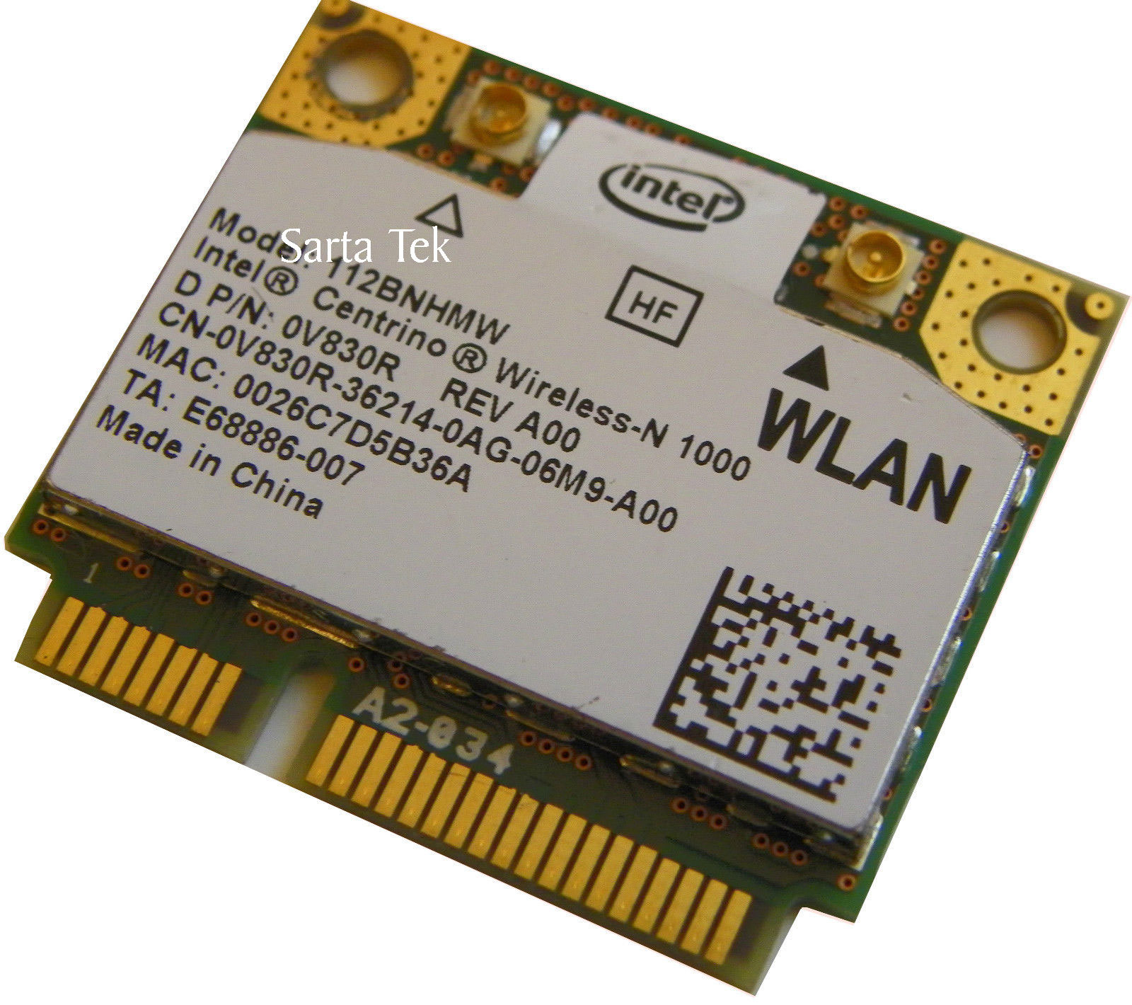 New OEM Dell V830R Intel Centrino Wireless-N 1000 112BNHMW b/g/n PCIe Half
