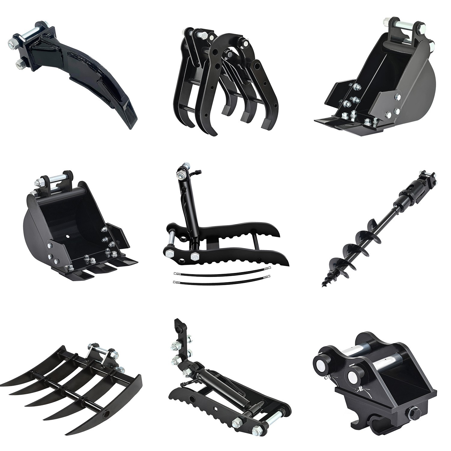 Mini Excavator Attachments Hydraulic Thumb Auger Ripper 200mm Bucket Quick Hitch