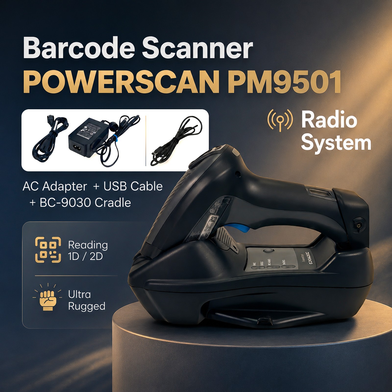 Ultra Rugged Wireless POS Retail Barcode Scanner w/Kit - Similar to Zebra DS3678