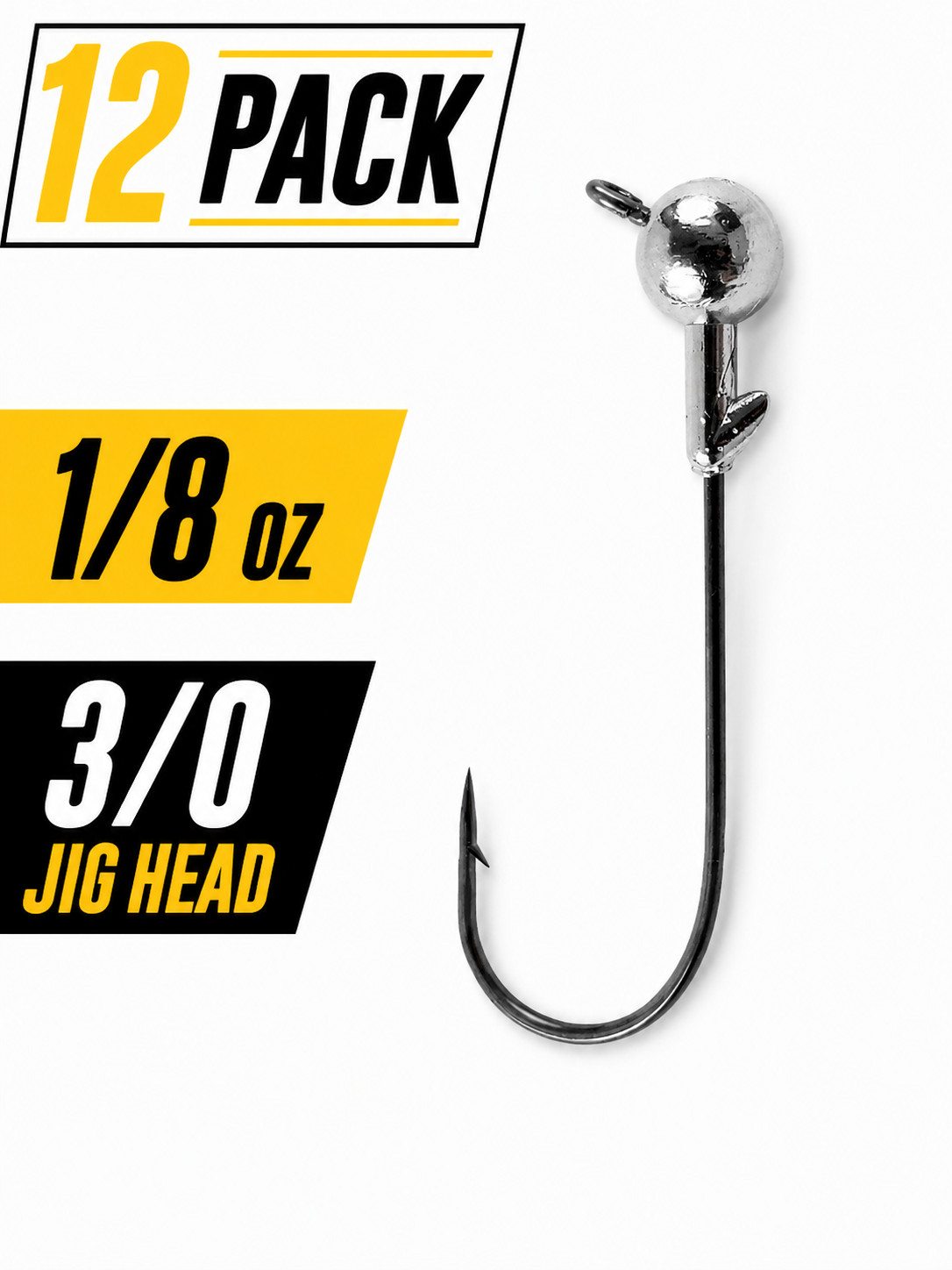 12 Pack 1/8 oz 3/0 Jig Heads Hook Flat Eye Swimbait Alabama Rig Fishing HANDMADE