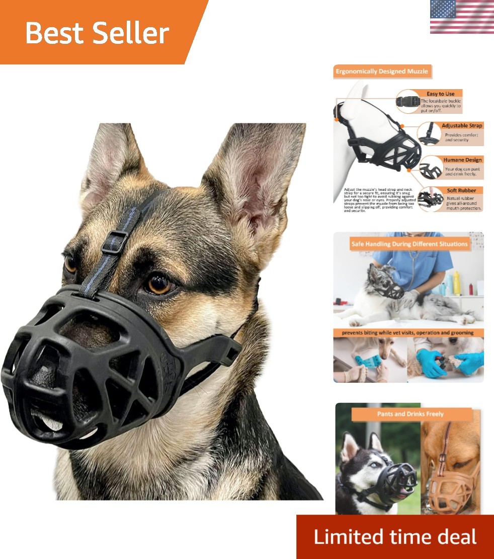 Comfortable Cage Muzzle for Large Dogs - Ideal for Training, Grooming & Safety L