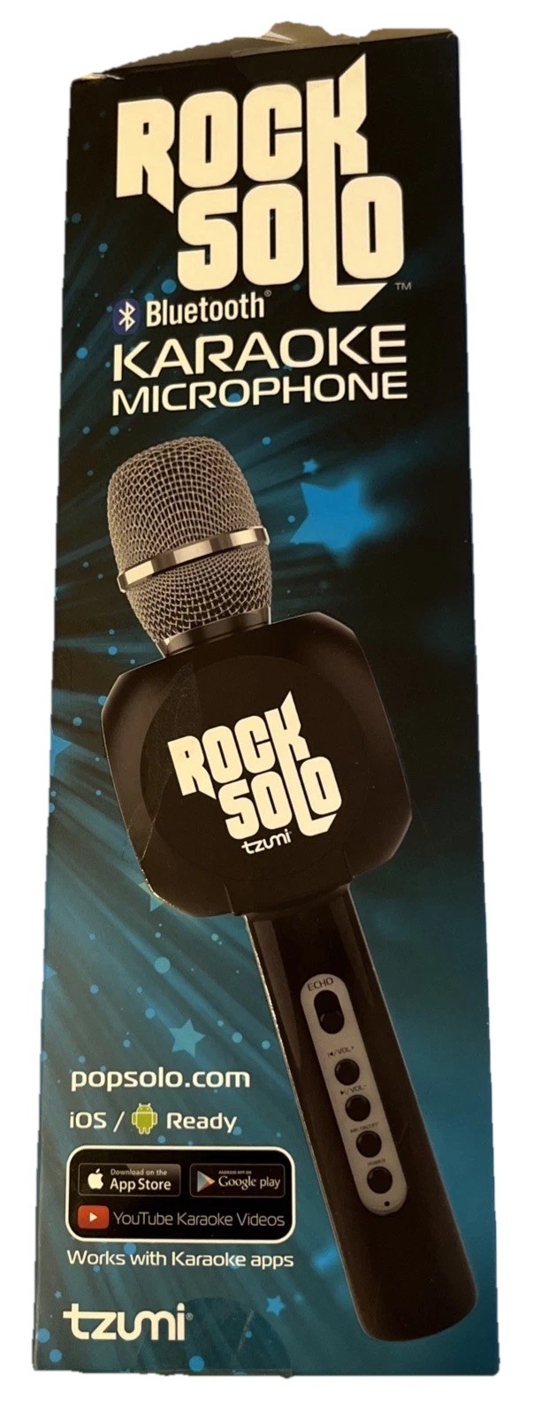 Tzumi Rock Solo Bluetooth Karaoke Mic w/ Speaker & Phone Holder –Open Box-Tested