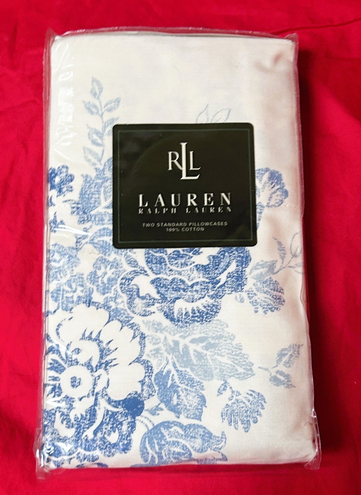 NEW~2 STANDARD Pillowcases~Ralph Lauren CATALINA ISLAND BLUE rose Floral flower