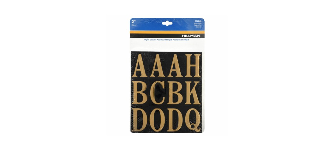 Hillman 842268 Letter Set 2" Reflective Gold Mylar Self-Adhesive A-Z