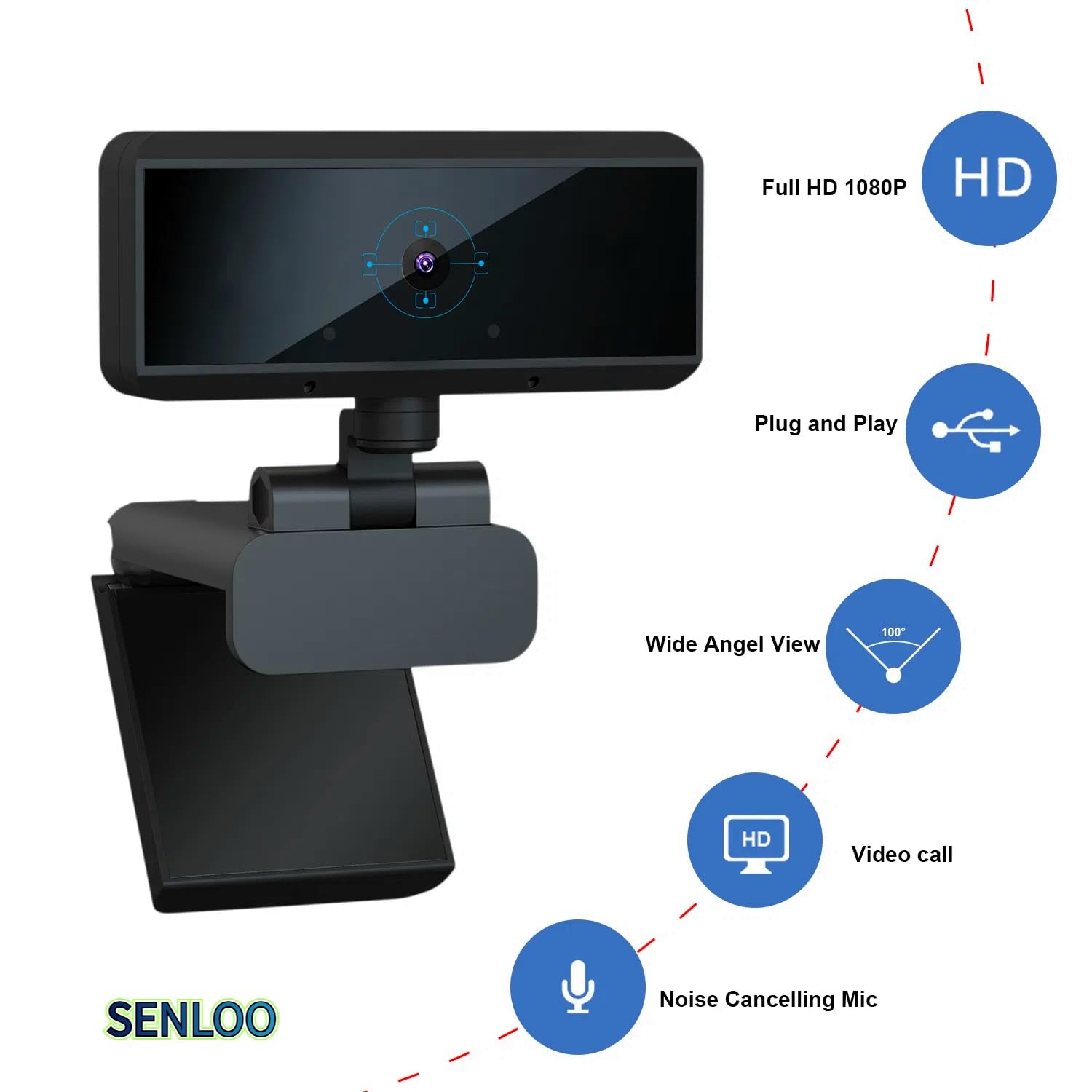 Full HD 1080P Webcam - Webcam for Pc - Auto Focus Webcams - Wide Angle Camera...