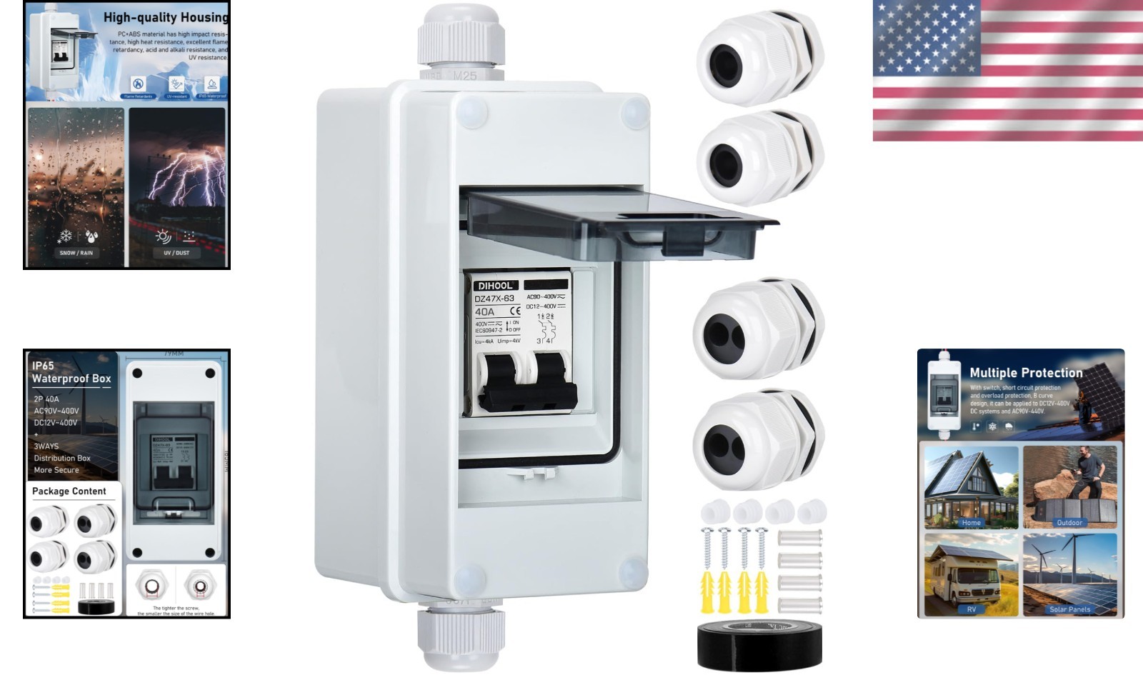 40A Dual Pole Solar Panel Disconnect Switch
