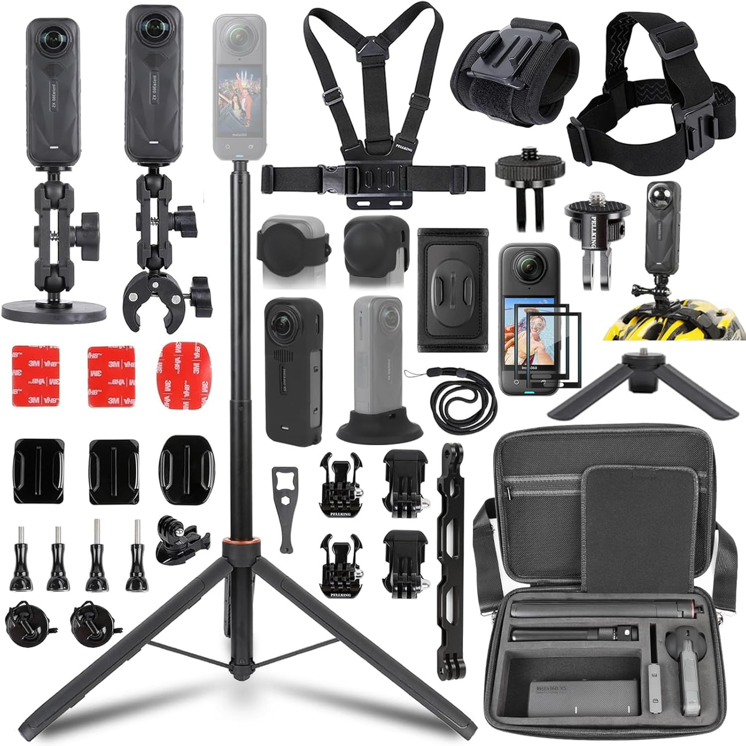 Accessories Kit for Insta360 X5,Included Carrying Case with Belt,135Cm Selfie St
