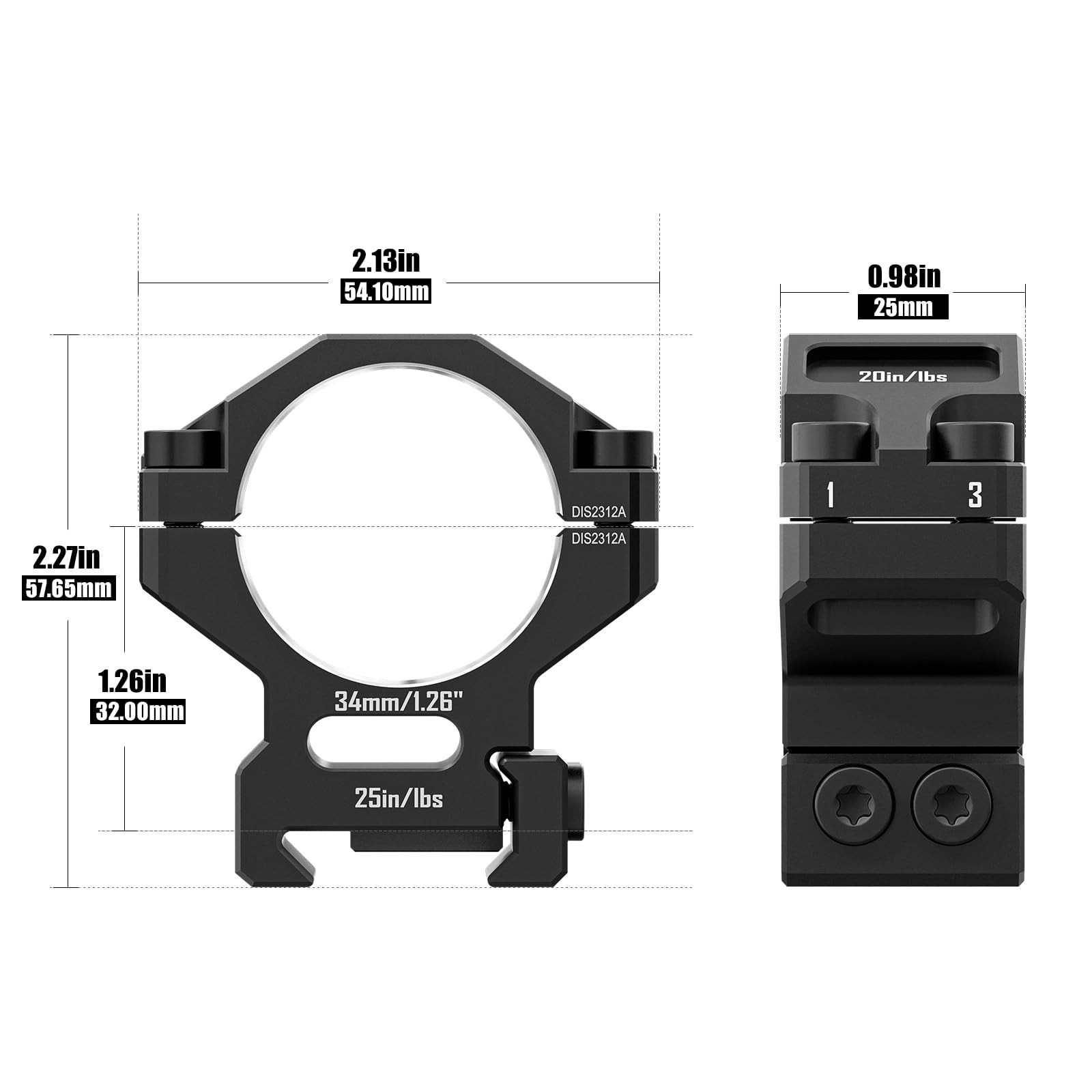 DISCOVERYOPT Precision Scope Rings, Precision Lapped Riflescope Mounts for Pi...