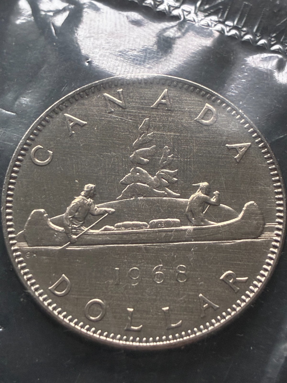 1968 Canada 1 dollar Voyageur, uncirculated, mint sealed, PL, UNC, non silver