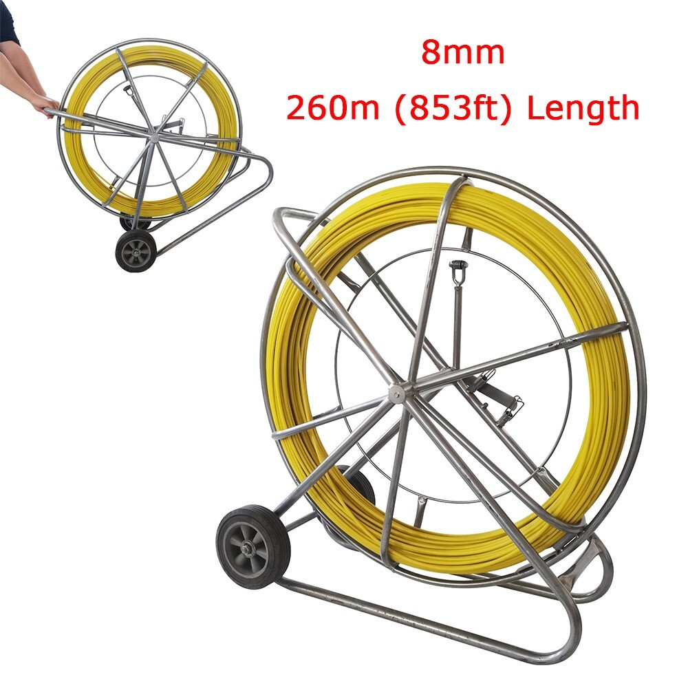 8mm Fish Tape Fiberglass Wire Cable Run Puller 260M Duct Rodder Fishtape Puller