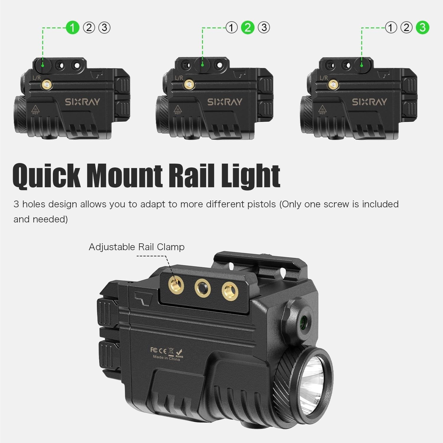 Blue Beam Laser And Flashlight Combo For Pistol Rail Light Black