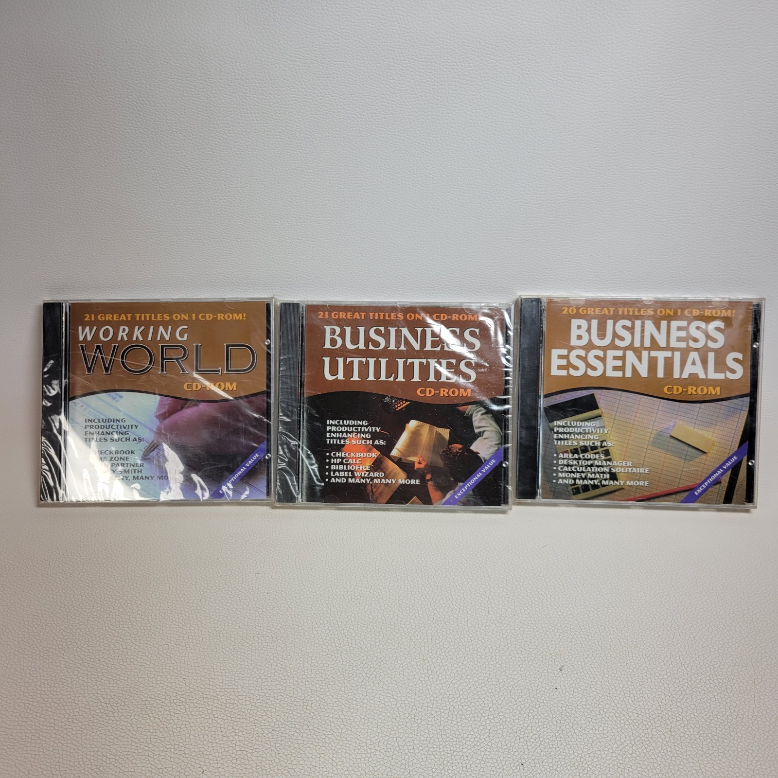 3 Vintage Shareware Cd-Rom Business Essentials, Utilities,  Working World