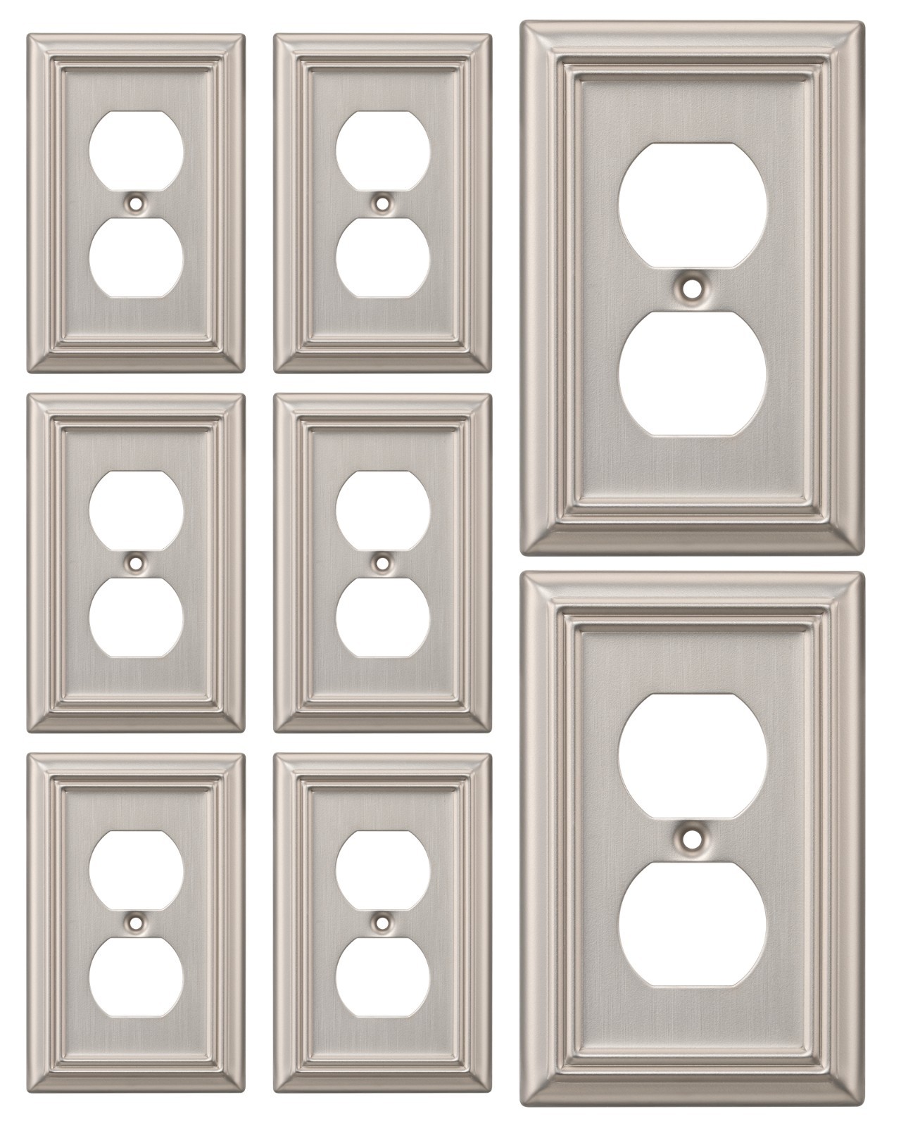 DEWENWILS Heavy Duty Metal Wall Plate 8-Pack, Brushed Nickel Outlet Cover