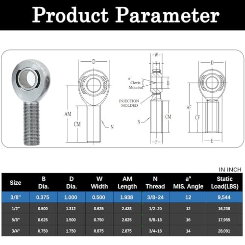 3/8” Heim Joints Rod End Kit, 0.375” Chromoly Joints Panhard Kit 3/8inch-2 Pair