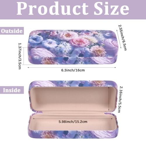 Glasses Case Hard Shell Eyeglass Case Pu Leather Eyeglass Sunglasses Flower