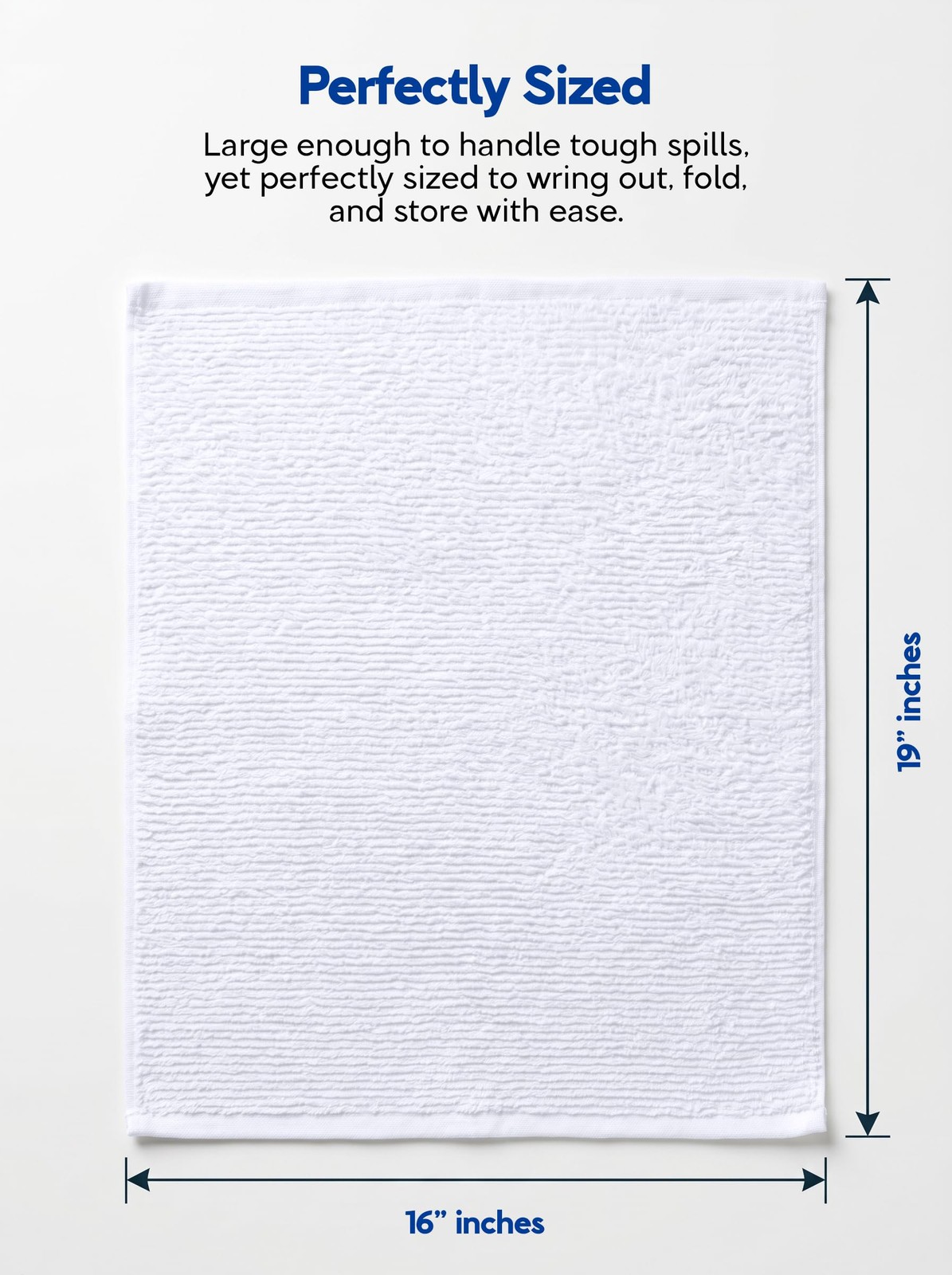 Ribbed Kitchen Bar Mops, 12 Pack, 16x19 in, Cotton, White