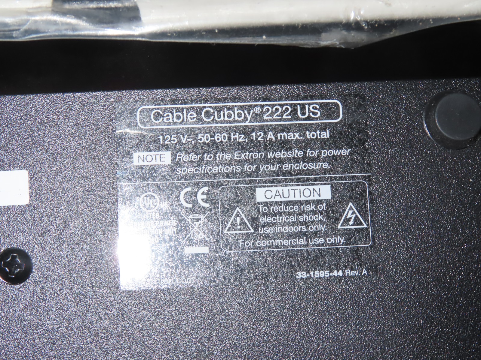 Extron Electronics Cable Cubby 222 US Cable Model 33-1595-44