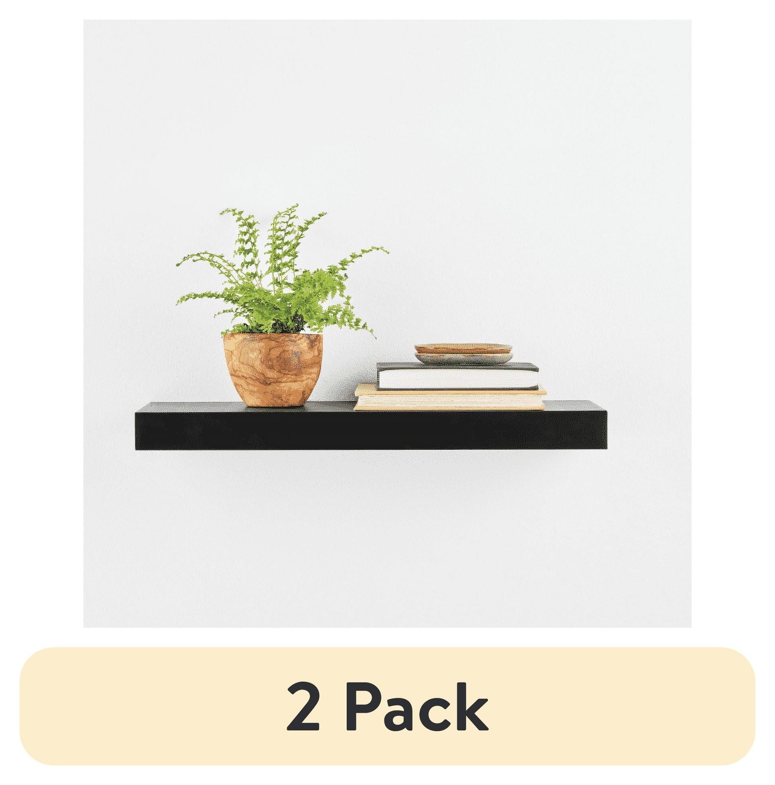 (2 pack) Black 18" Wood Floating Shelf delivery fast
