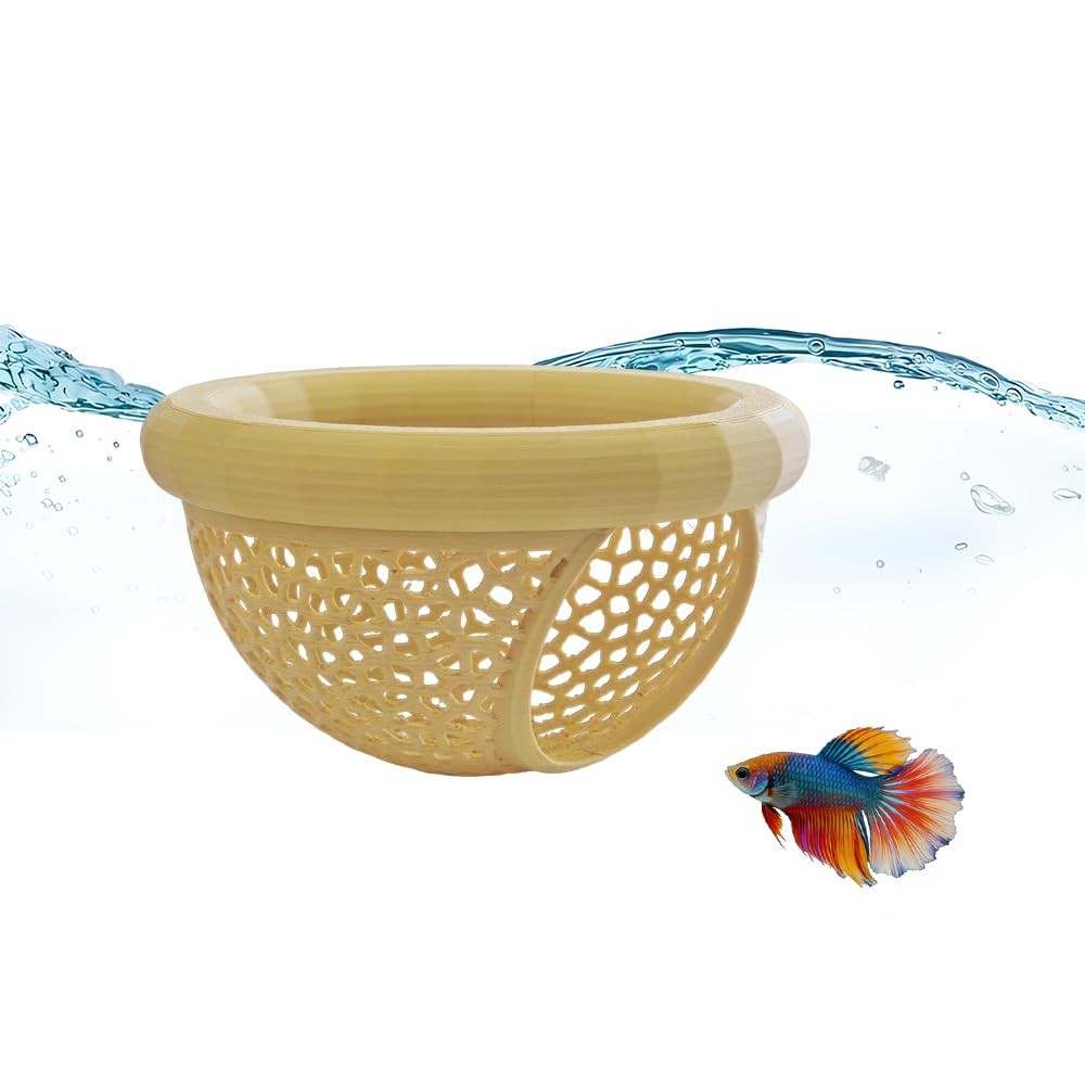 Floating Betta Hammock and Shrimp Feeder, Cave Hammock, Small Fish Yellow