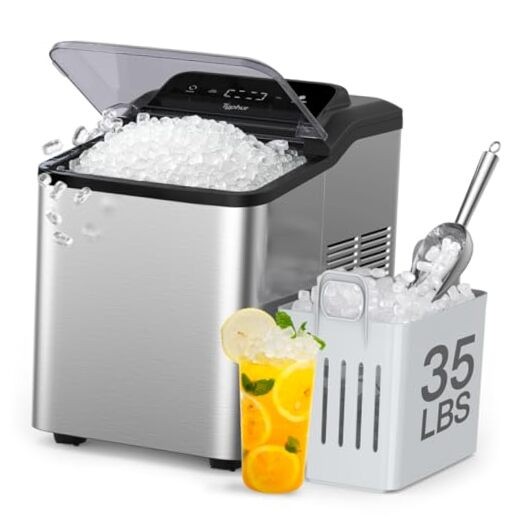 Fast Nugget Ice Maker Countertop with Self-Cleaning Pump, Piano Black