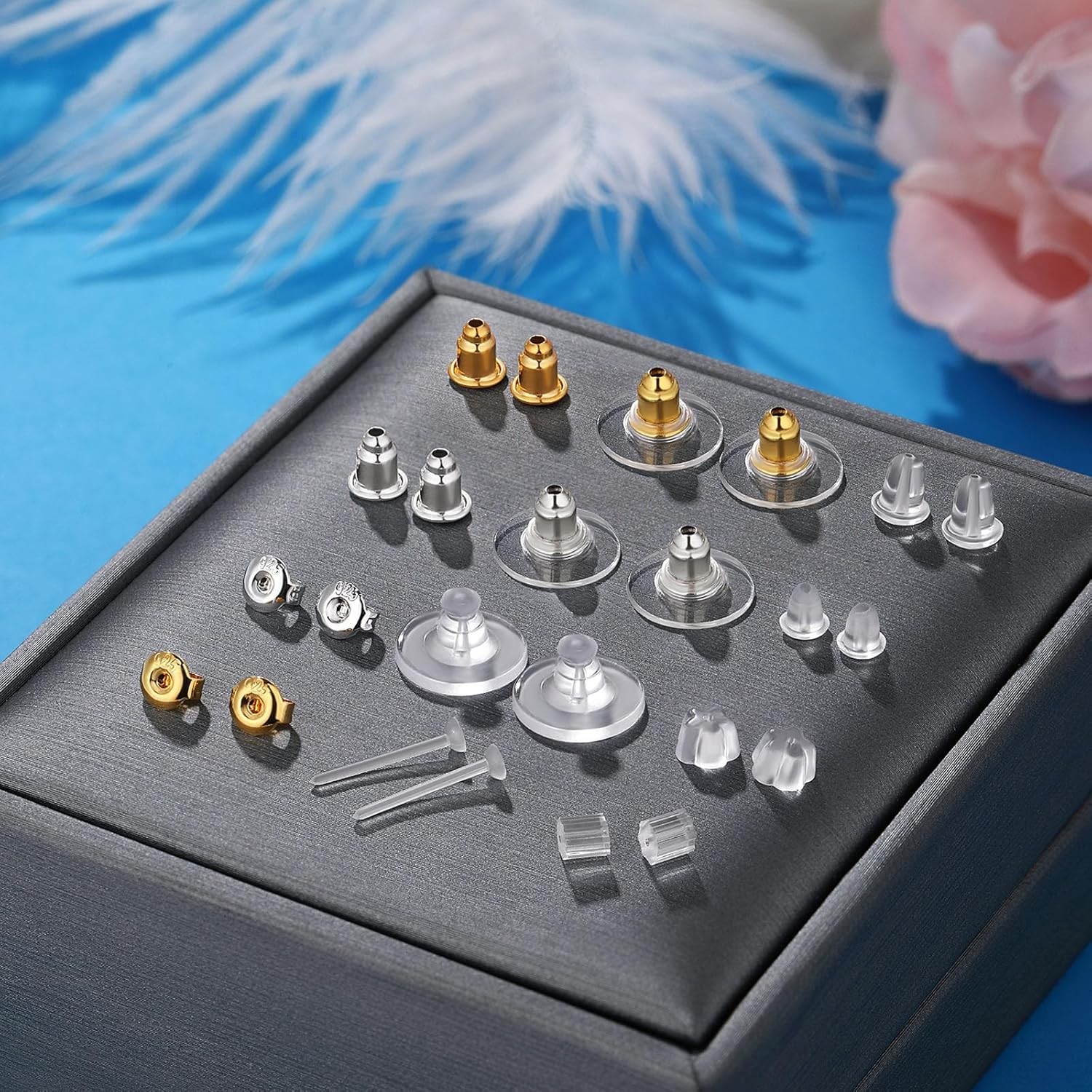 12 Styles 600 Pcs Earring Backs for Studs, Clear Plastic Earrings Hypoallergenic