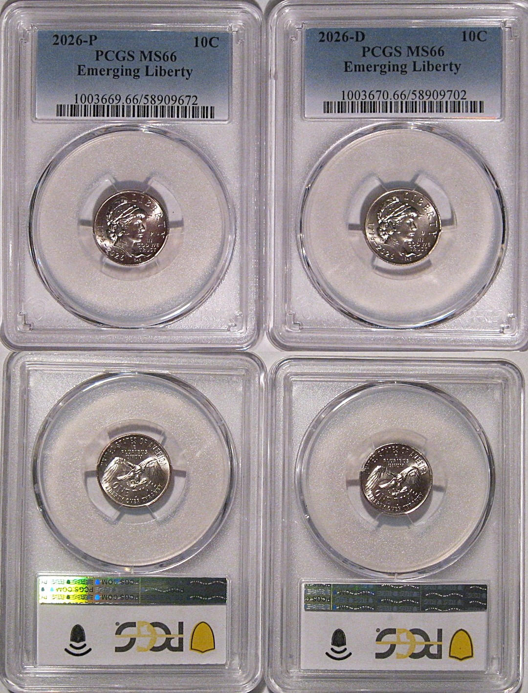 2026 P & D Emerging Liberty Dime 2 Coin Set 10c PCGS MS66
