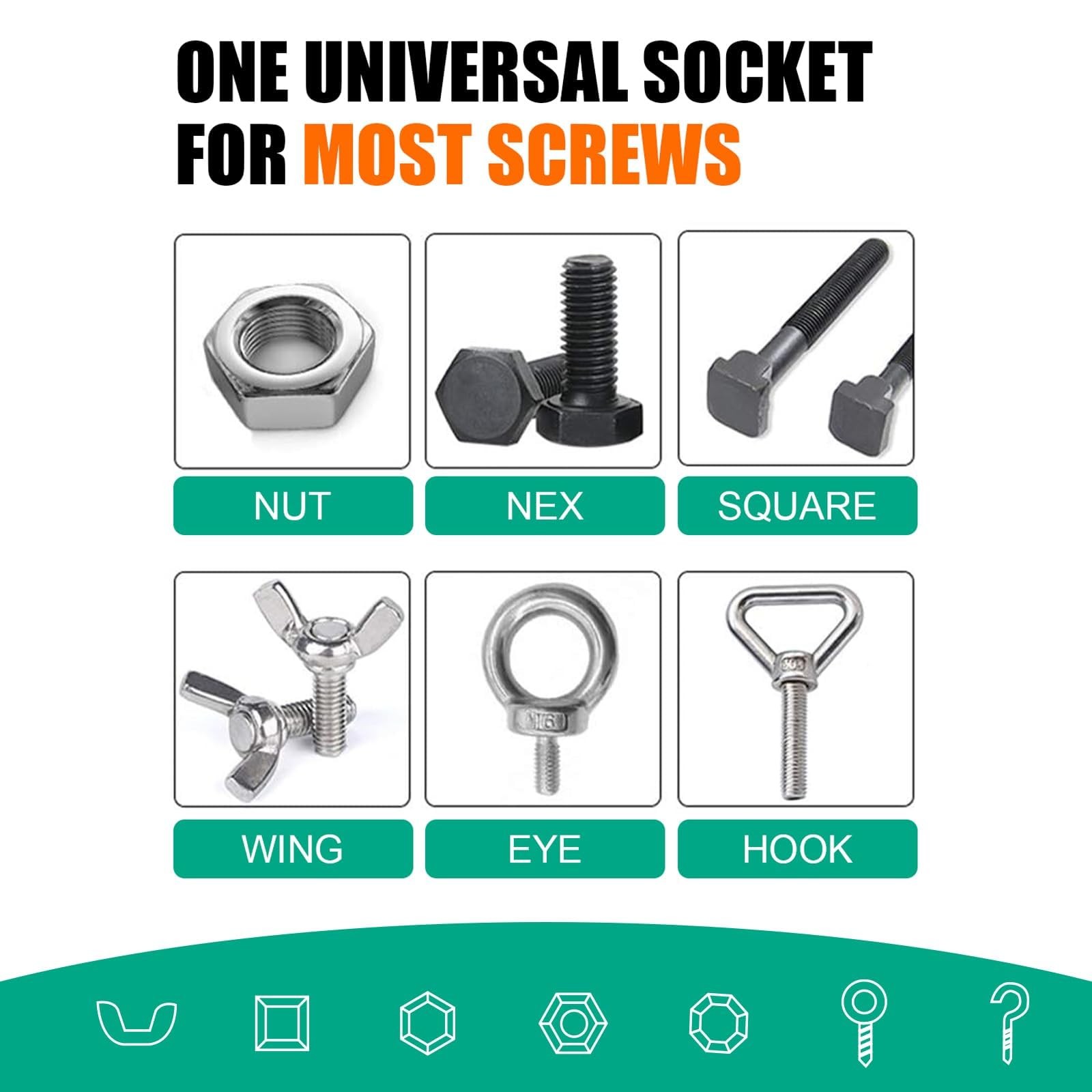 2 Pack Universal Adjustable Socket Wrench Set 7-19mm w/Drill Adapter
