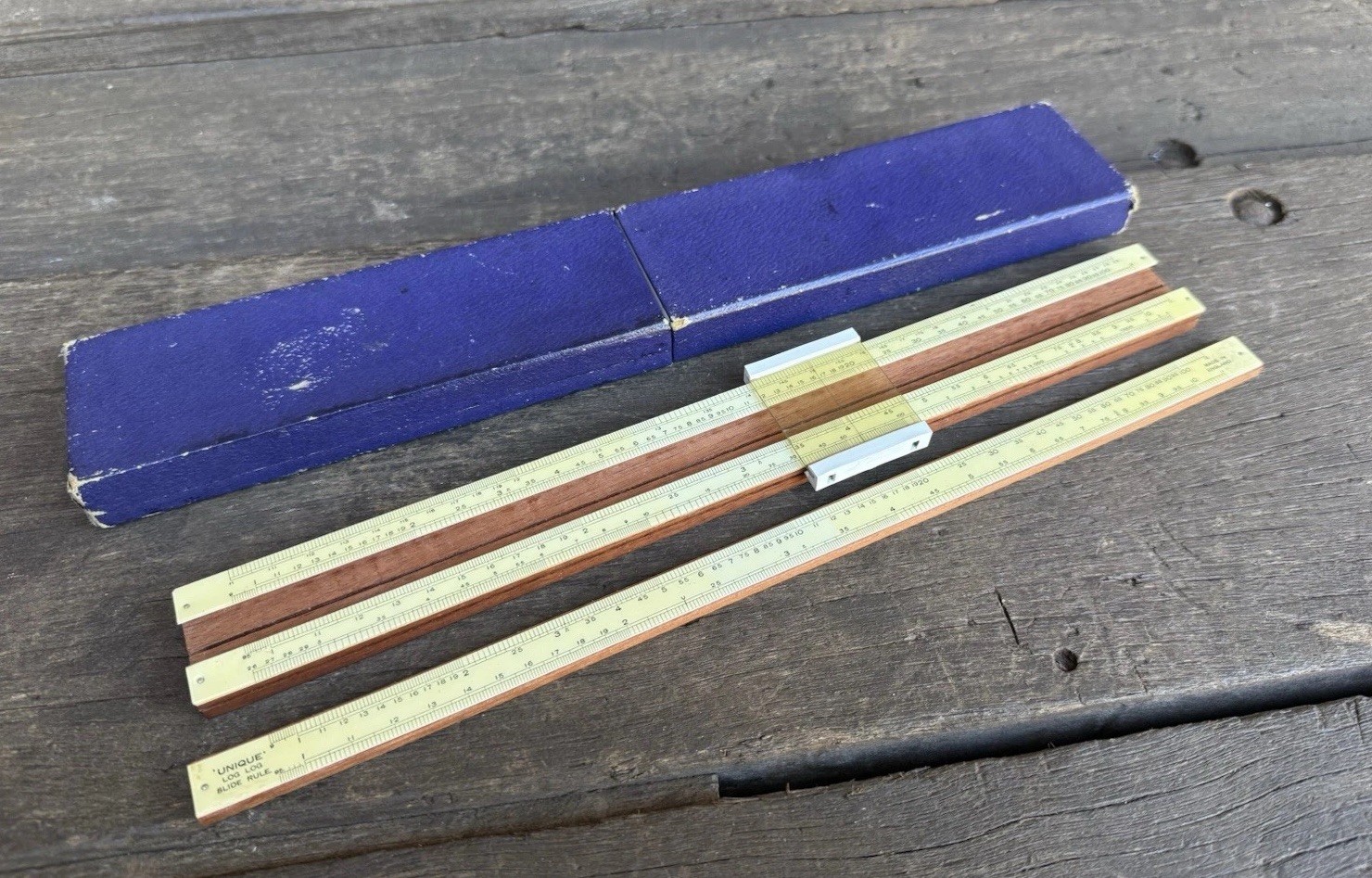 Vintage Unique Log Log Slide Sliding Rule & Case Measuring Drawing Old Tool