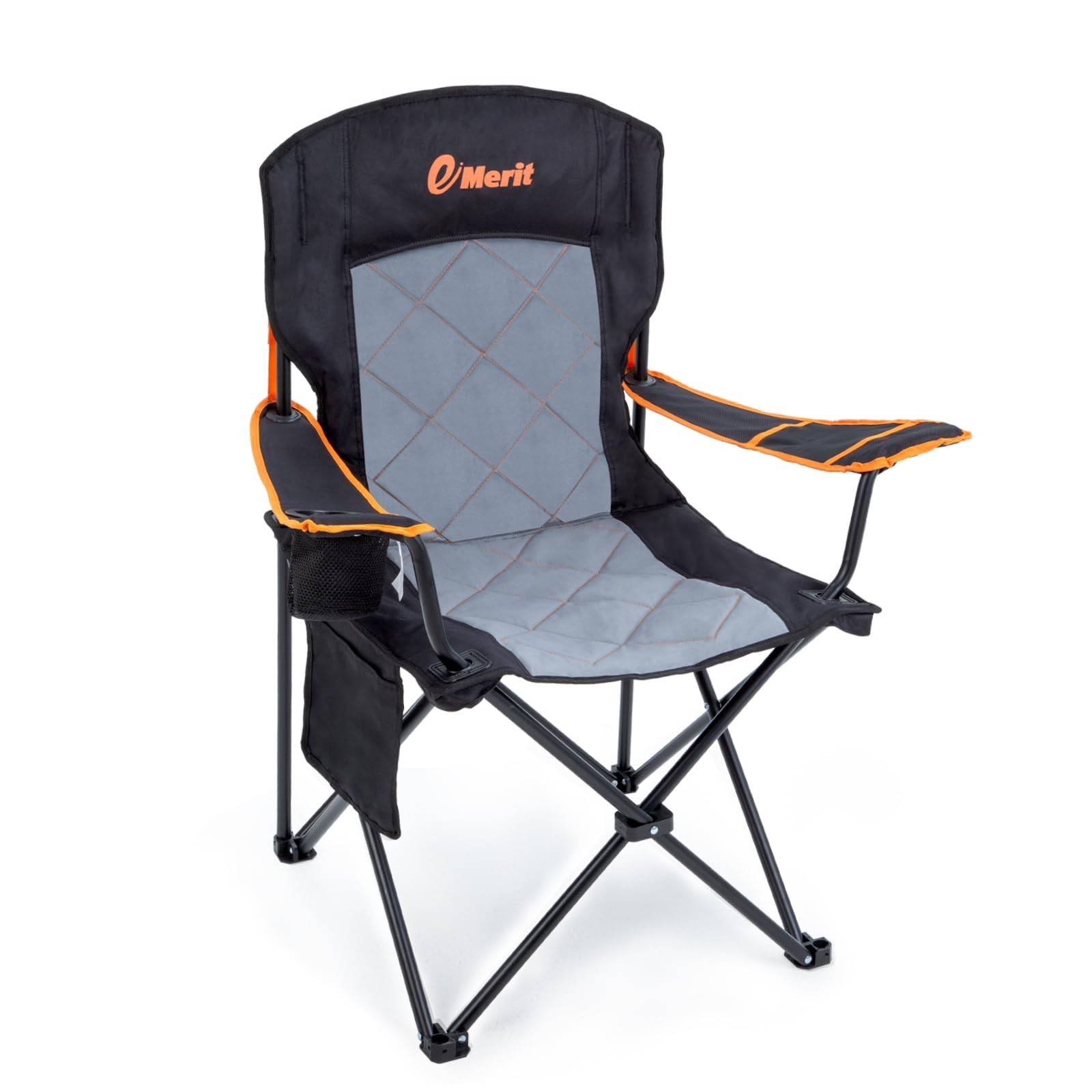 EMERIT Oversized Padded Camping Chair, 350LB Heavy Duty Quad Fold with Arms