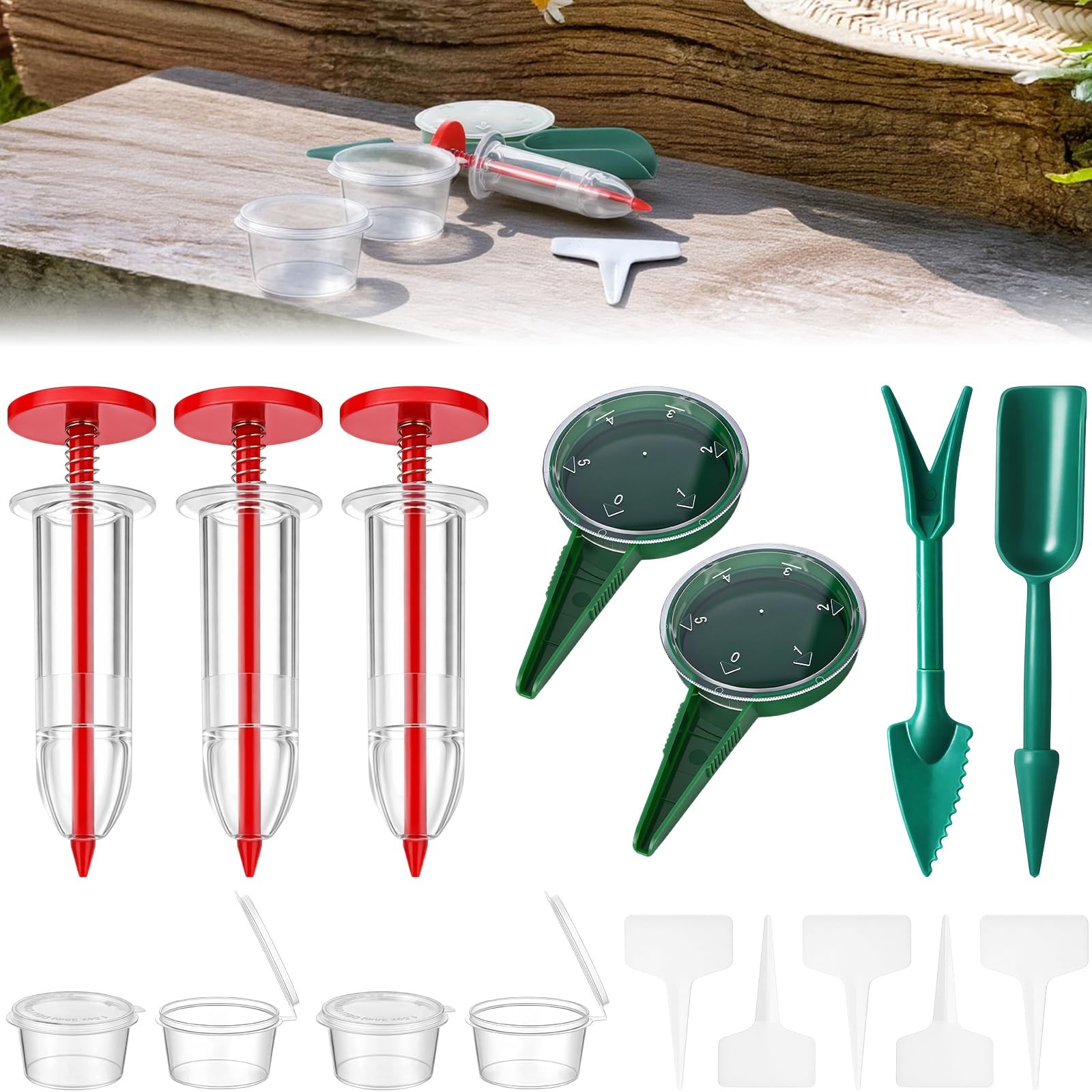 Vesici 7 Pcs Mini Seed Spreader 2026 New Sowing clear, green, red