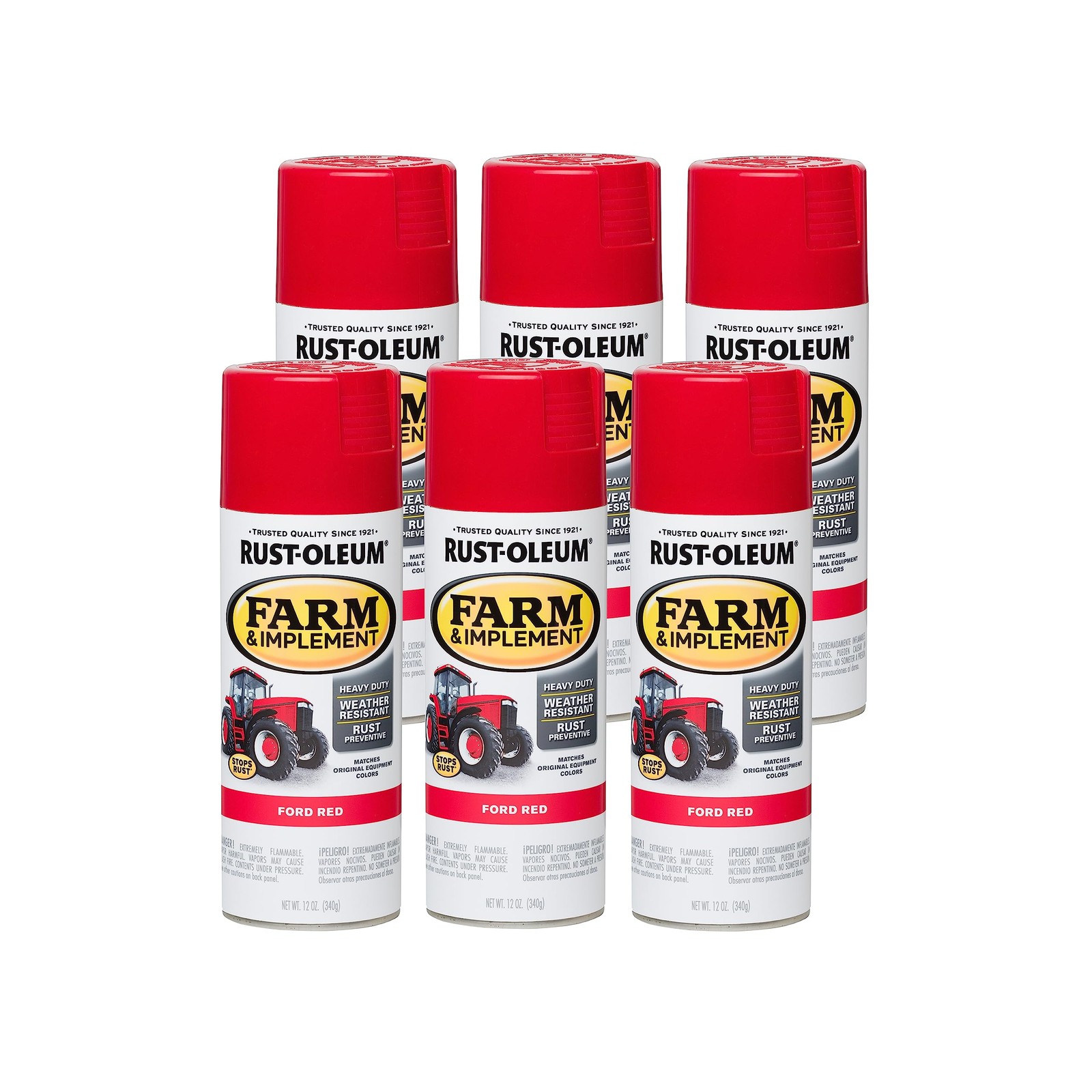 Ford Red 12 Ounce Spray Paint Pack of 6 Rust Preventative for Tractors and Eq...