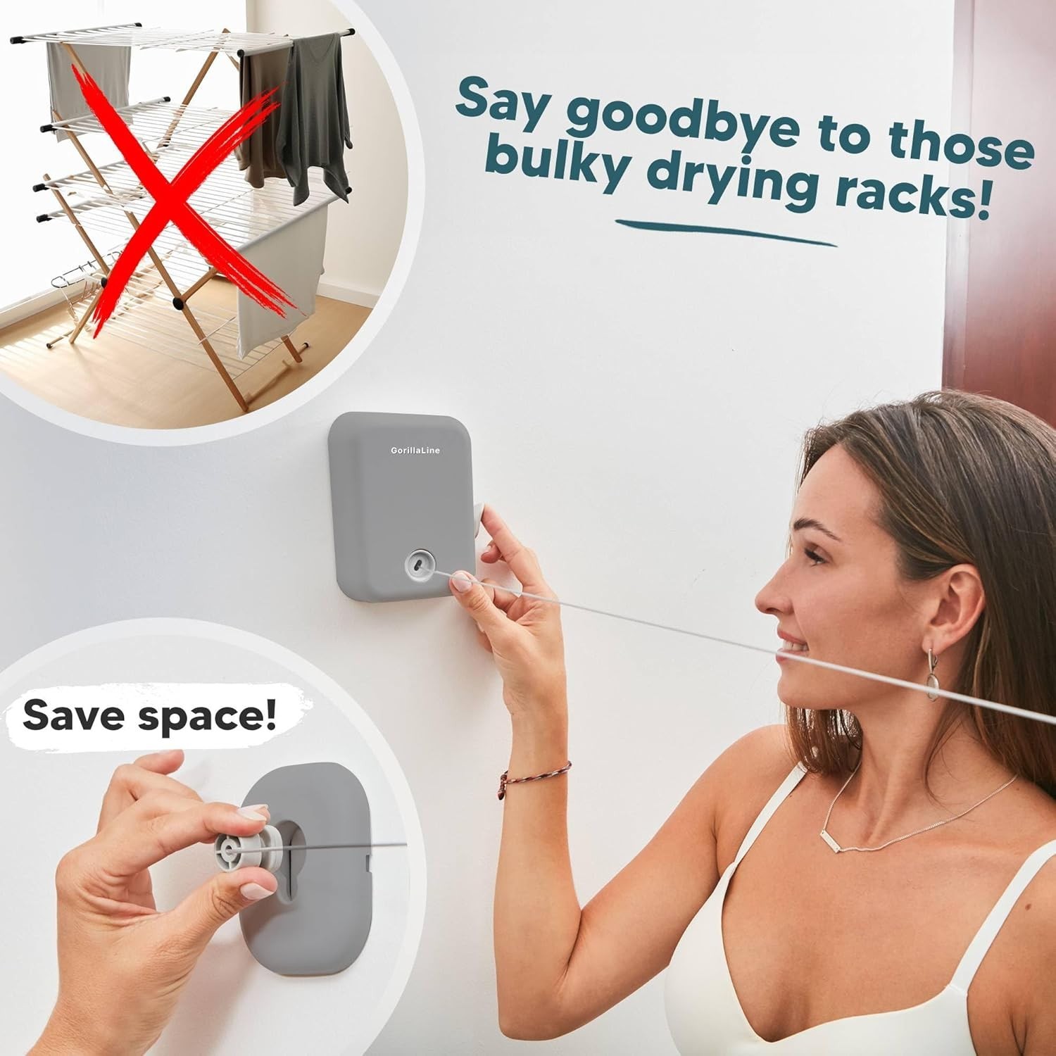 Easy Install Clothesline - Retractable Laundry Line for RVs