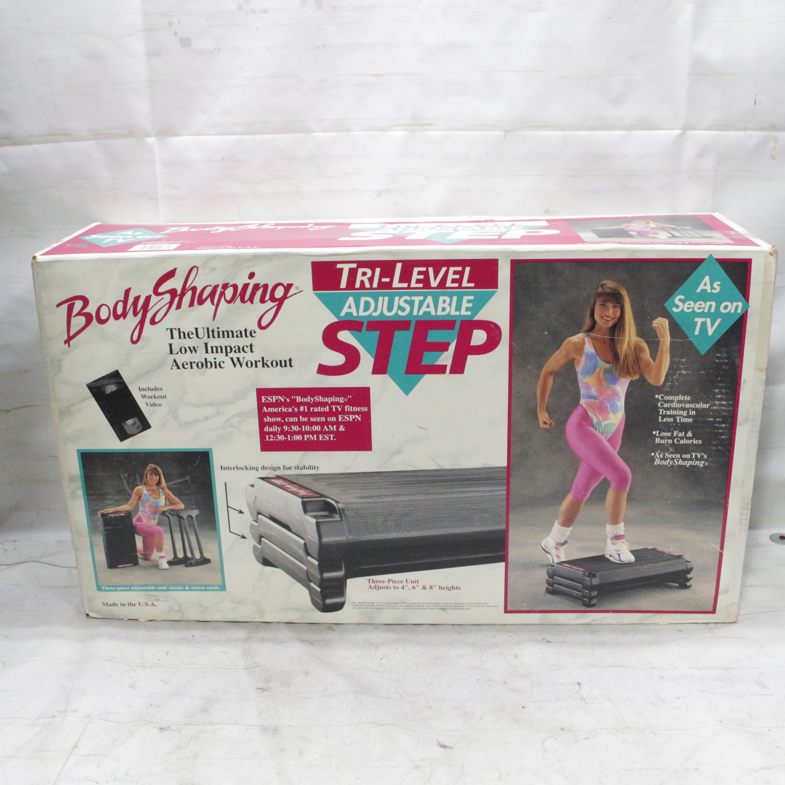 Step Exercise Aerobics Exercise Stepper Body Adjustable Step USA Made No VHS