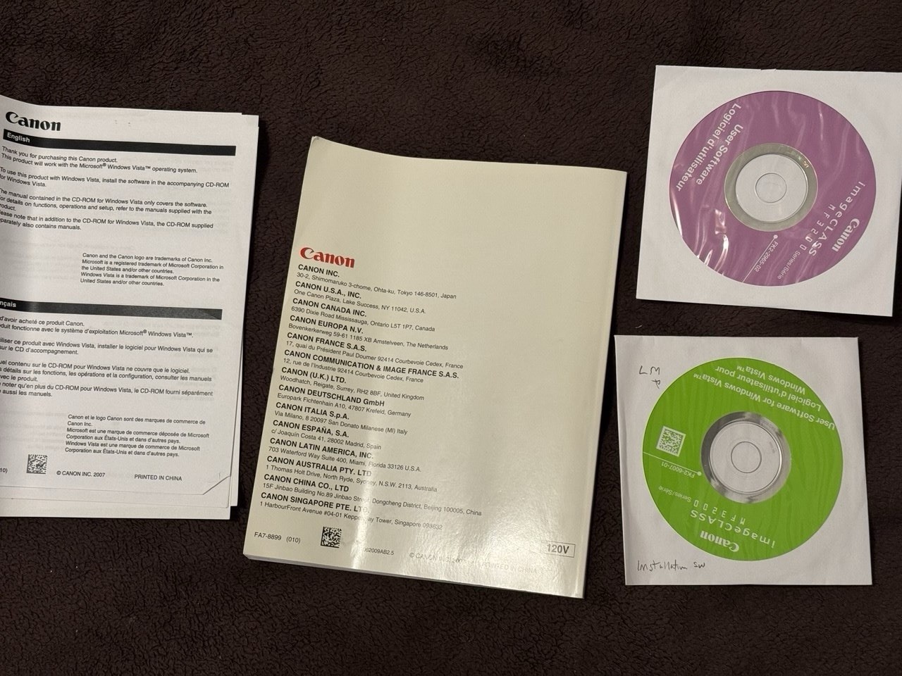 Documentation and installation software for a vintage Canon imageCLASS MF3200