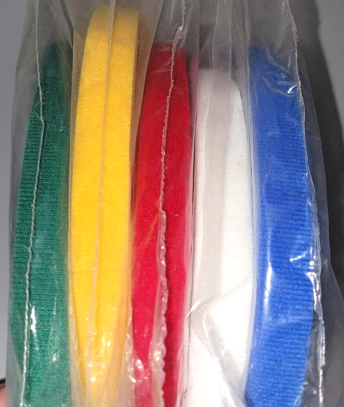 75' Rolls Vel*cro Hook and Loop in Blue, White, Red, Yellow & Green