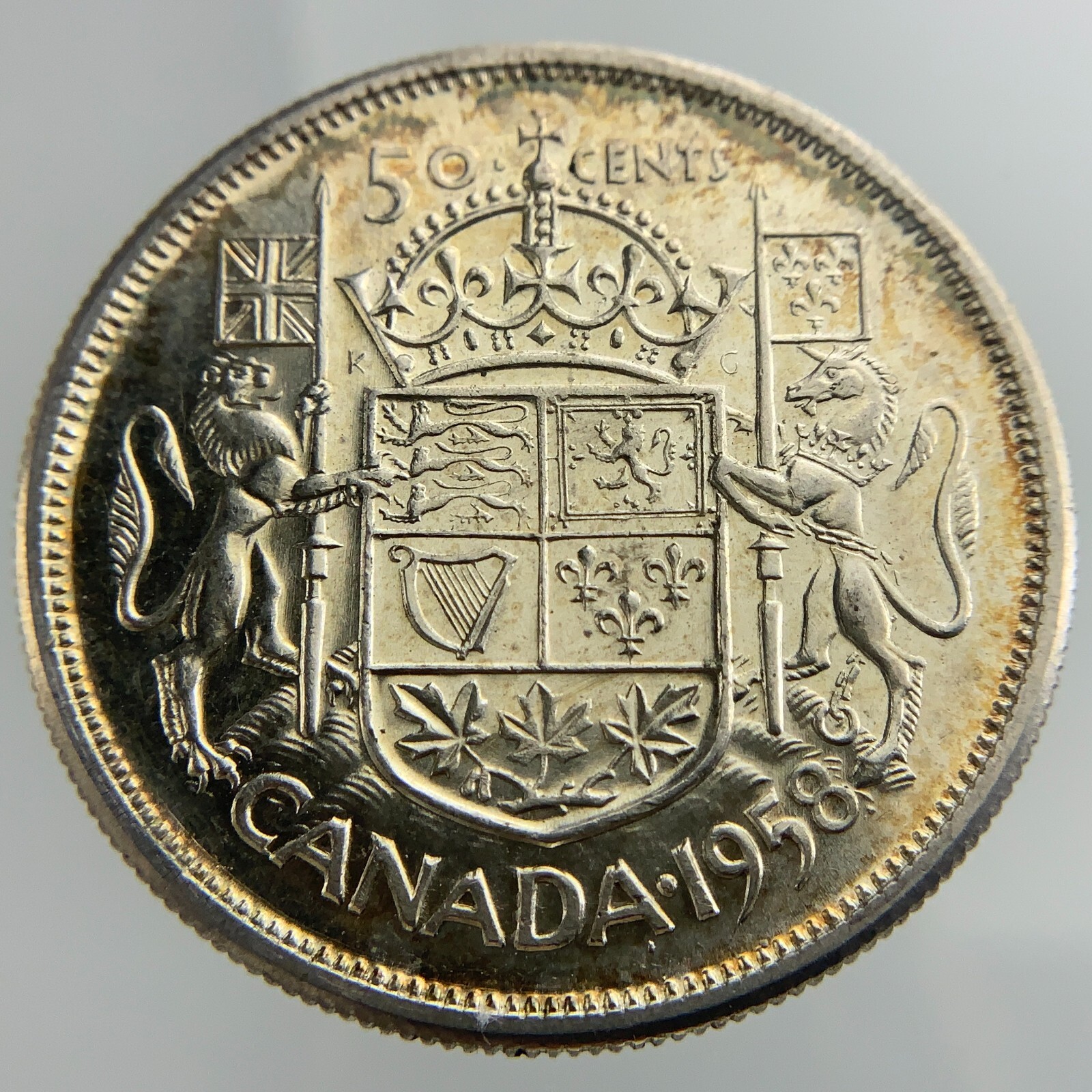 1958 Dot Canada 50 Cents Half Dollar KM# 53 Circulated Coin Z633