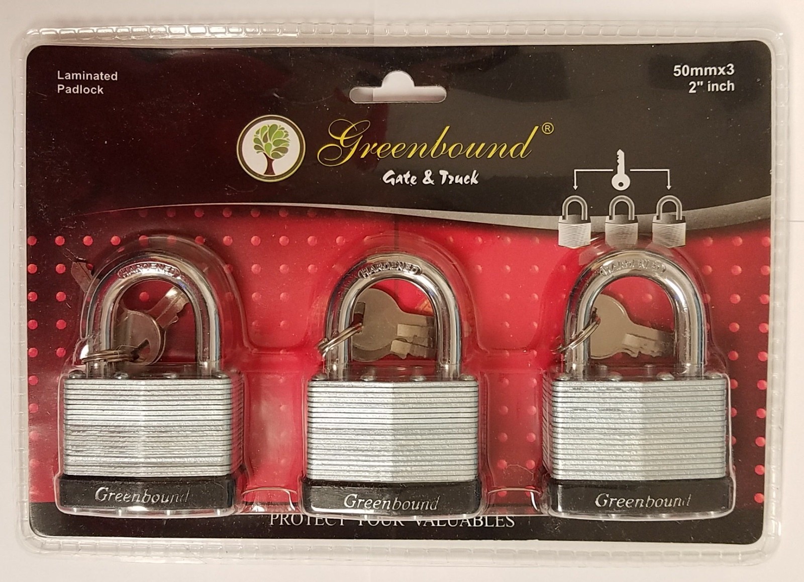 3pc Heavy Steel Padlock Security Lock 50mm Storage Keyed Alike 2" Rust Resistant