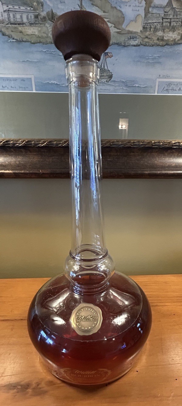 Large 15”H-1.75L Willett Pot Still  Reserve Empty Glass Decanter Wooden Stopper