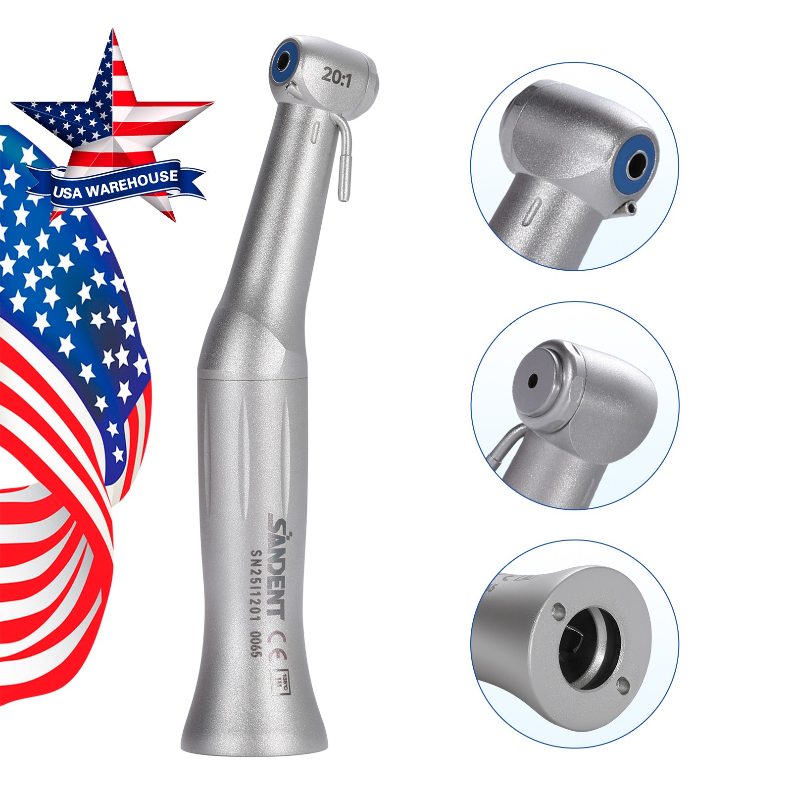 NSK Style SG20 Dental Implant 20:1 Reduction Contra Angle Handpiece Push Button