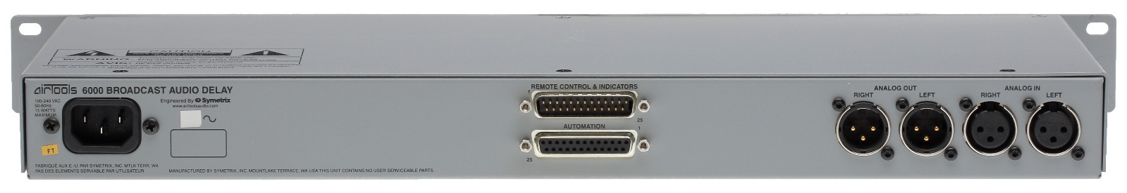 Symetrix Airtools 6000 Broadcast 40 Sec Profanity DUMP Button Delay XLR Balanced