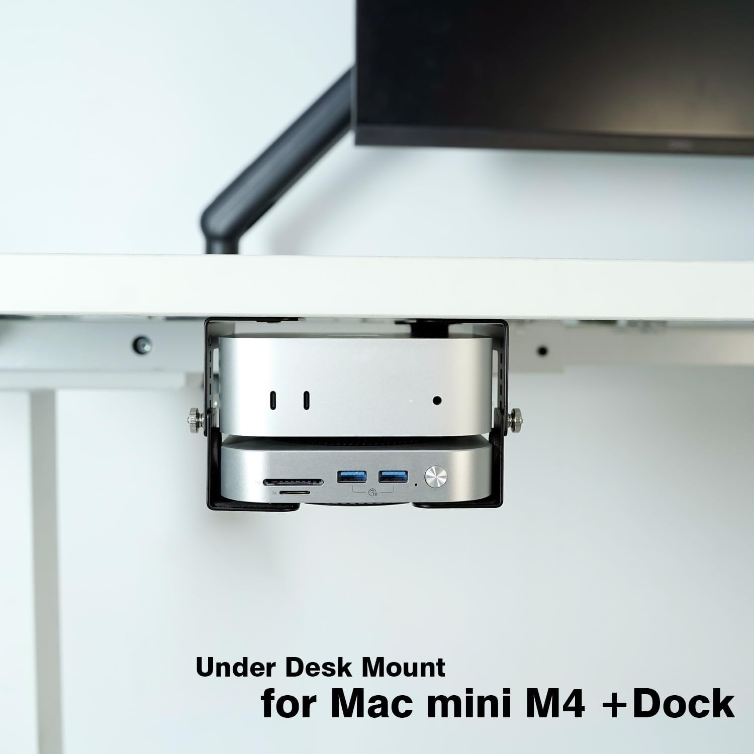Under Desk Mini PC Mount Bracket – 5-Level Height Adjustable (1.8" to 3.3"), W